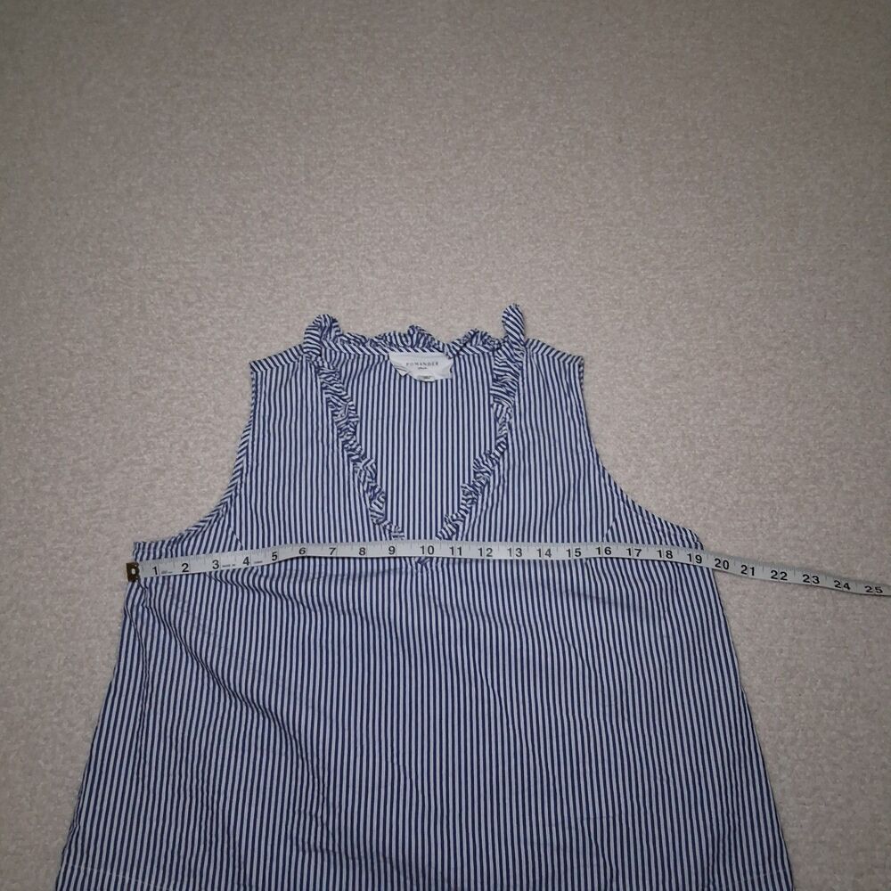 Pomander 100% Cotton Stripes Womens S Ruffle Collar Coastal Resort Summer Beach - Picture 6 of 9